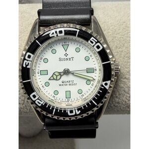 Signet New Battery Mens Watch 34MM 8" Black Resin Band